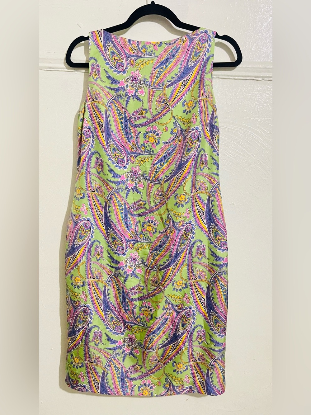 Lauren Ralph Lauren Silk Paisley Floral Shift Boatneck Dress Green multi color